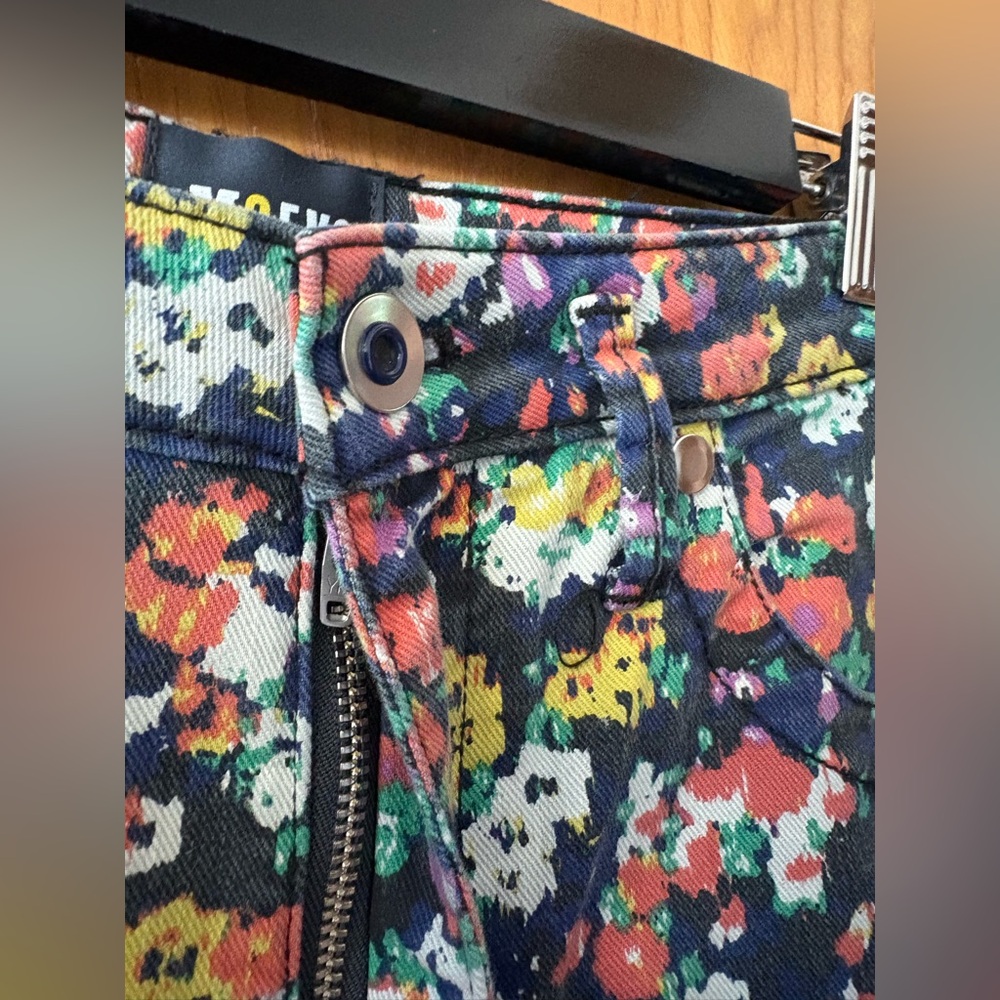 Anthropologie Maeve Gardenia Ultra High-Rise floral Slim Straight Jeans 29 - Picture 4 of 14